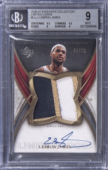 2006/07 UD Exquisite Collection "Limited Logos" #LL-LJ LeBron James Signed Patch Card (#44/50) - BGS MINT 9/BGS 9